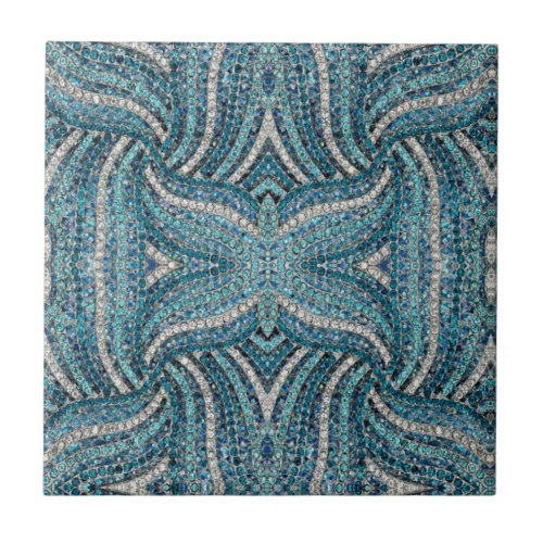 bohemian girly chic silver grey turquoise blue ceramic tile