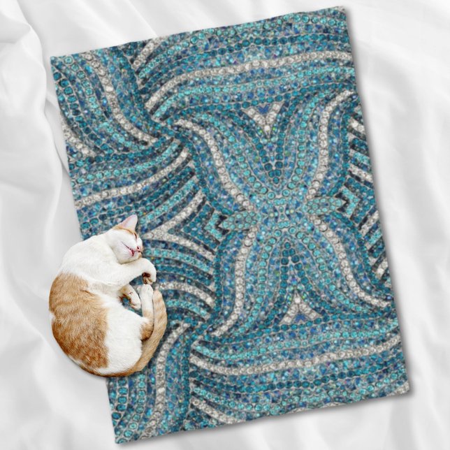 bohemian girly chic silver grey turquoise blue fleece blanket (bohemian girly chic silver grey turquoise blue fleece blanket)