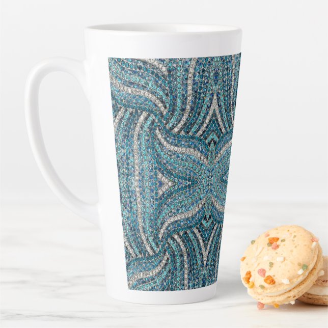  bohemian girly chic silver grey turquoise blue latte mug (In Situ)