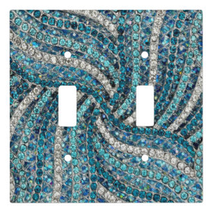 bohemian girly chic silver grey turquoise blue light switch cover