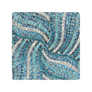 bohemian girly chic silver grey turquoise blue metal print