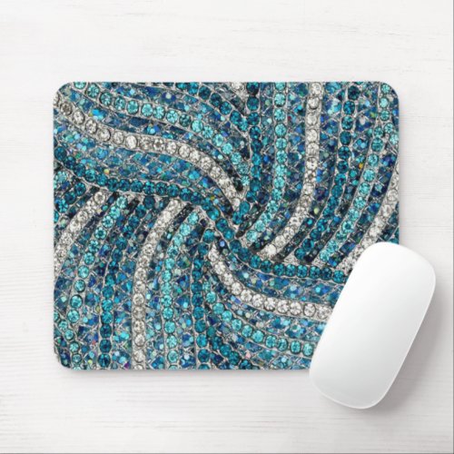 bohemian girly chic silver grey turquoise blue mouse pad