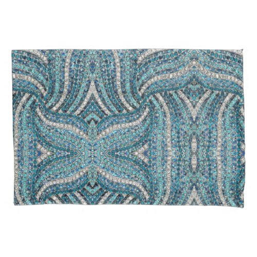 bohemian girly chic silver grey turquoise blue pillow case