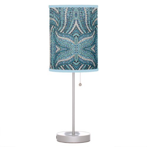 bohemian girly chic silver grey turquoise blue table lamp