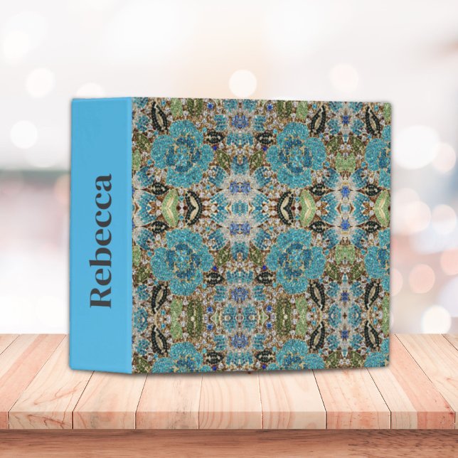 bohemian girly chic silver turquoise blue flower 3 ring binder (bohemian girly chic silver turquoise blue flower 3 ring binder)