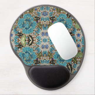 bohemian girly chic silver turquoise blue flower gel mouse pad
