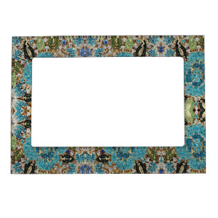 bohemian girly chic silver turquoise blue flower magnetic frame