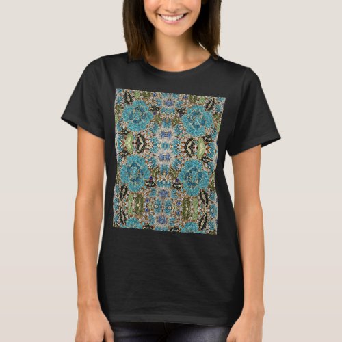 bohemian girly chic silver turquoise blue flower T_Shirt