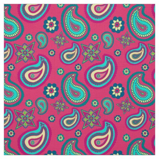 Bohemian Girly Pink Paisley Pattern Fabric