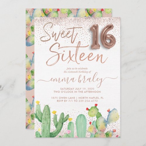 Bohemian Glam Fiesta Sweet Sixteen Invitation