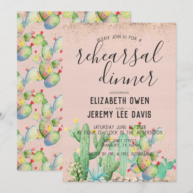 Bohemian Glam Fiesta Wedding Rehearsal Dinner Invitation (Front/Back)