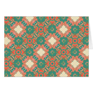 Bohemian Glam Turquoise Blue Coral Peach Tiles NT Cards