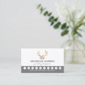 Bohemian Gold Antlers Customer Loyalty Punch Card (Standing Front)