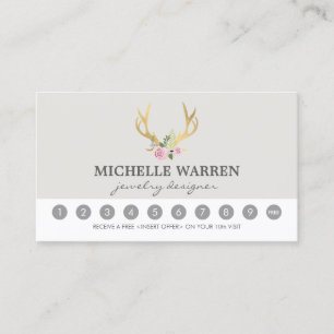 Bohemian Gold Antlers II Loyalty Punch Card
