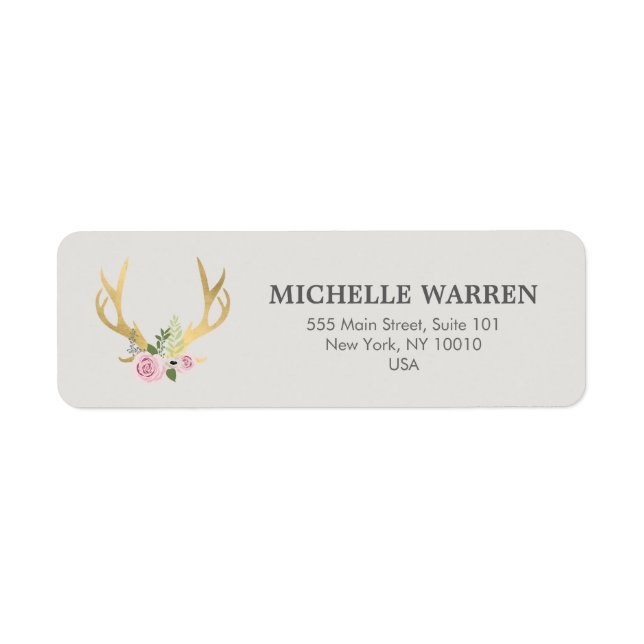 Bohemian Gold Antlers with Flowers II Label (Front)