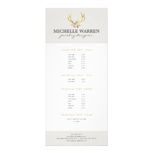 Bohemian Gold Antlers with Flowers II Rack Card
