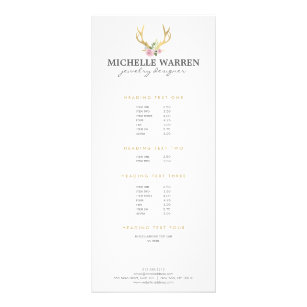 Bohemian Gold Antlers with Flowers Rack Card