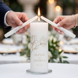 Bohemian Gold Floral Unity Candle Set