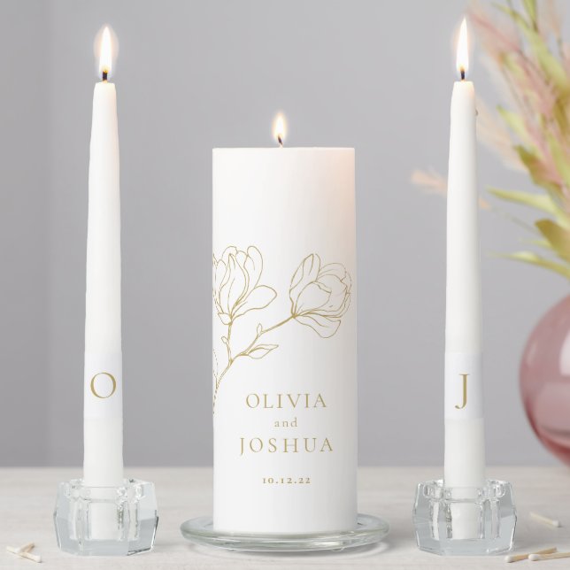 Bohemian Gold Floral Unity Candle Set (In Situ)