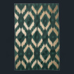Bohemian Gold Forest Green Ikat Pattern Kitchen Towel<br><div class="desc">This modern and chic bohemian pattern is perfect for the classy and stylish woman. It features a hand-drawn dark forest green, faux printed gold foil, and light forest green ikat pattern. It's an elegant, pretty, hipster, and chic luxe design. ***IMPORTANT DESIGN NOTE: For any custom design request such as matching...</div>