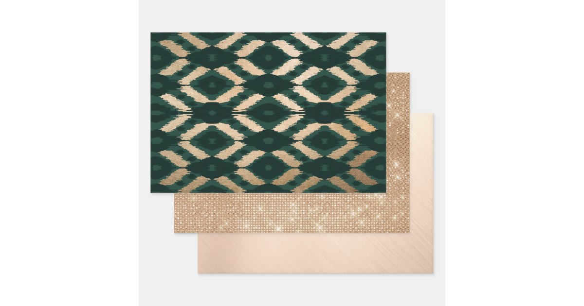 Elegant Forest Green Gold Foil Leaves Wrapping Paper | Zazzle