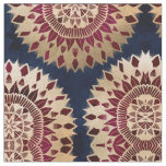 Bohemian Gold Navy Burgundy Hand Drawn Mandala Fabric