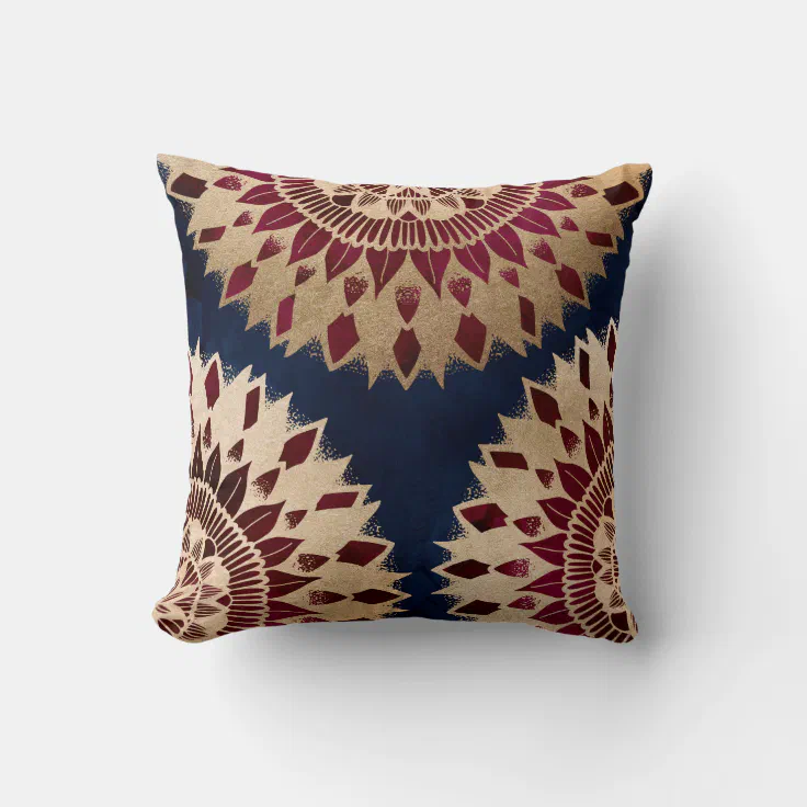 elegant burgundy blue pillows