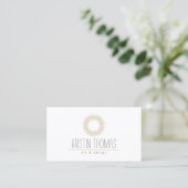 Bohemian Gold Sun Mandala Designer Business Card (Standing Front)