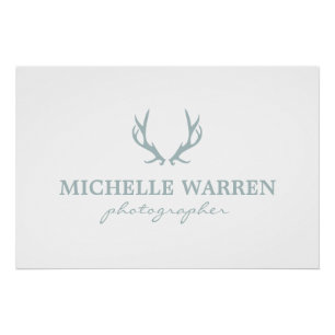 Bohemian Gray Antlers on White Logo Download Poster