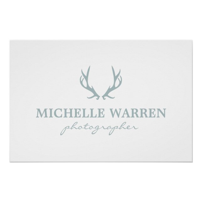 Bohemian Gray Antlers on White Logo Download Poster (Front)