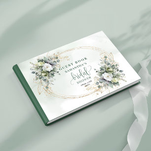 Bohemian Green and Gold Bridal Shower Guest Book