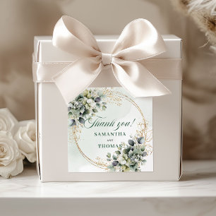 Bohemian Green and Gold Favor Stickers Botanical