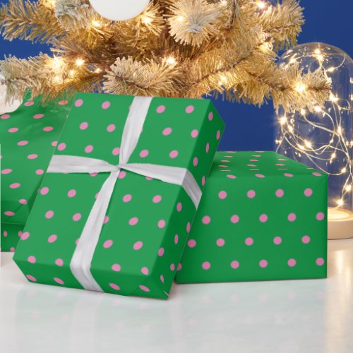 Bohemian Green and pink  Polka Dot Christmas gift  Wrapping Paper