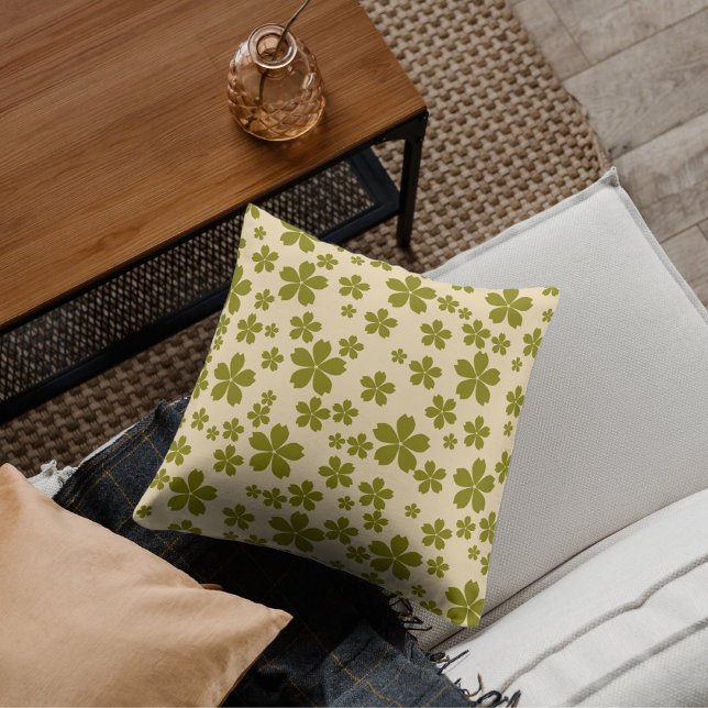 Bohemian Green Floral Tropical Whimsical Summer Throw Pillow (Creator Uploaded)