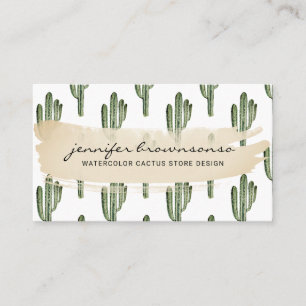 Bohemian Green Flower Cute Cactus Business Card