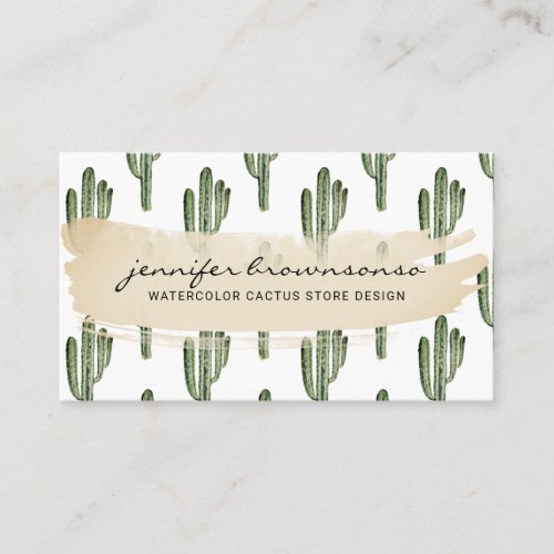 Bohemian Green Flower Cute Cactus Business Card