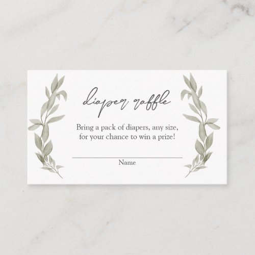 Bohemian Greenery Baby Shower Diaper Raffle Insert