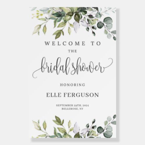 Bohemian Greenery foliage bridal shower sign