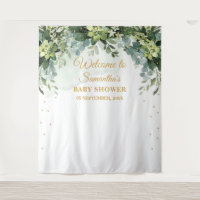 Bohemian greenery succulent baby shower backdrop