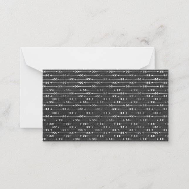 Bohemian Grey Arrow Stripe Abstract Style Note Card (Front)