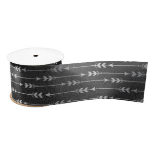 Bohemian Grey Arrow Stripe Abstract Style Satin Ribbon