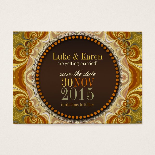Bohemian Groove Swirls Save the Date Announce Card (Front)