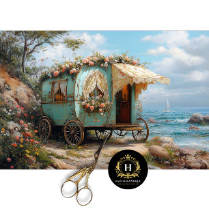Bohemian Gypsy Caravan Floral Decoupage Tissue Paper
