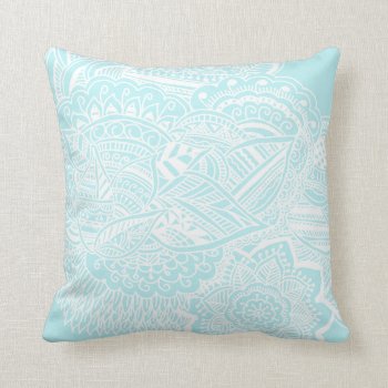 Bohemian Hand Drawn Doodle Mint Blue Throw Pillow by ohwhynotpillows at Zazzle