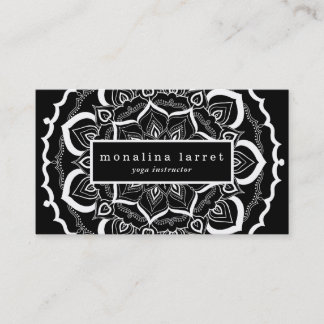 Bohemian Hand Drawn Mandala Black White Business Card