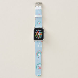 Bohemian hand drawn seamless pattern with rainbow apple watch band