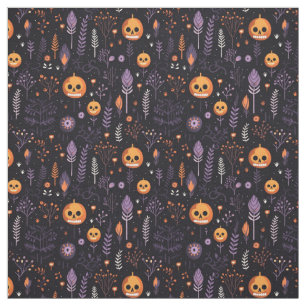 Bohemian Harvest: Pumpkin & Floral Halloween  Fabric