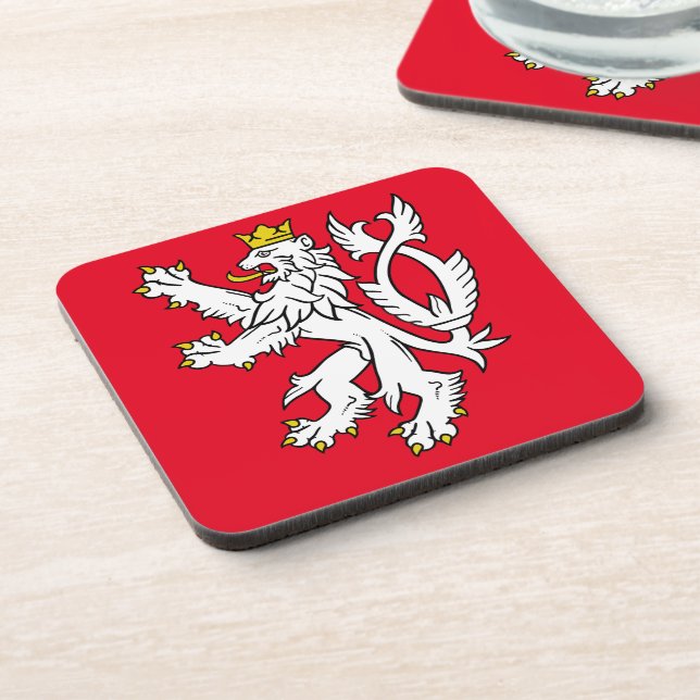 Bohemian heraldic lion beverage coaster (Left Side)