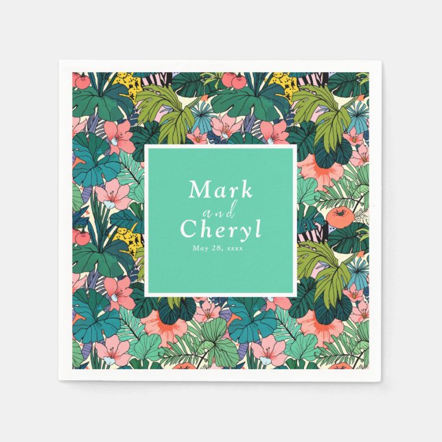 Bohemian Hibiscus Wedding Napkins (Front)