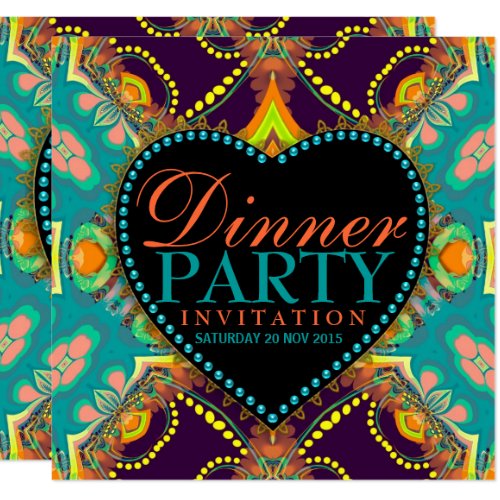 Bohemian Hippie Batik Dinner Party Invitations